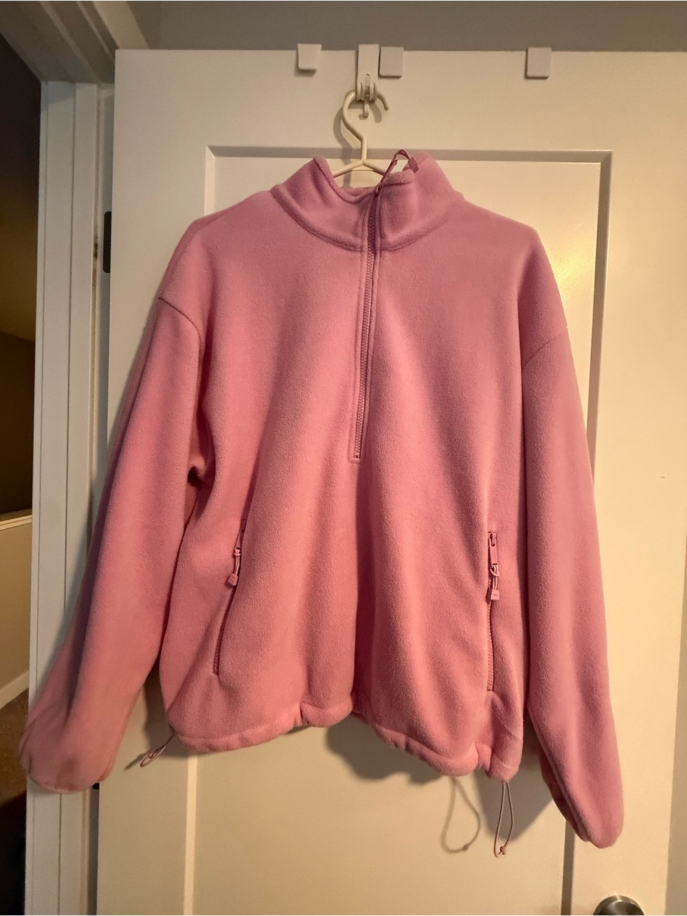 Aritzia Pink Half-Zip Fleece Pullover Sweater